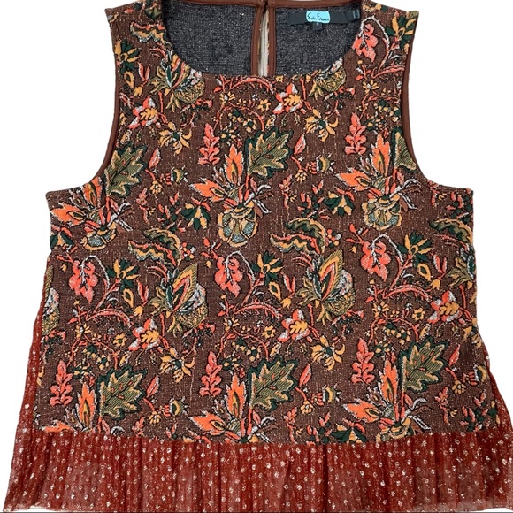 Eva Franco Anthropologie size small sleeveless  Jacquard top in fall colors NWT - Picture 7 of 16